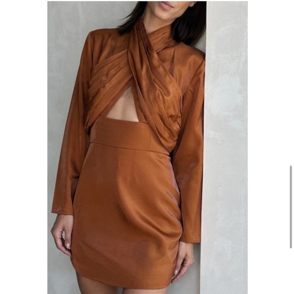 Keepsake The Label NEW Emilio Long Sleeve Mini Dress Size XS Rust Orange Hoco - Picture 1 of 8